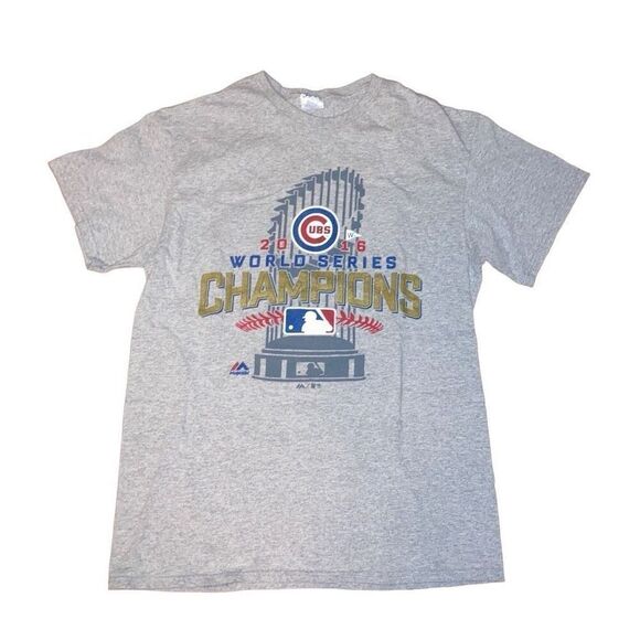 Y2K 2016 MLB Delta Size Medium Cubs World Series Champions Short Sleeve T Shirt - Picture 1 of 5